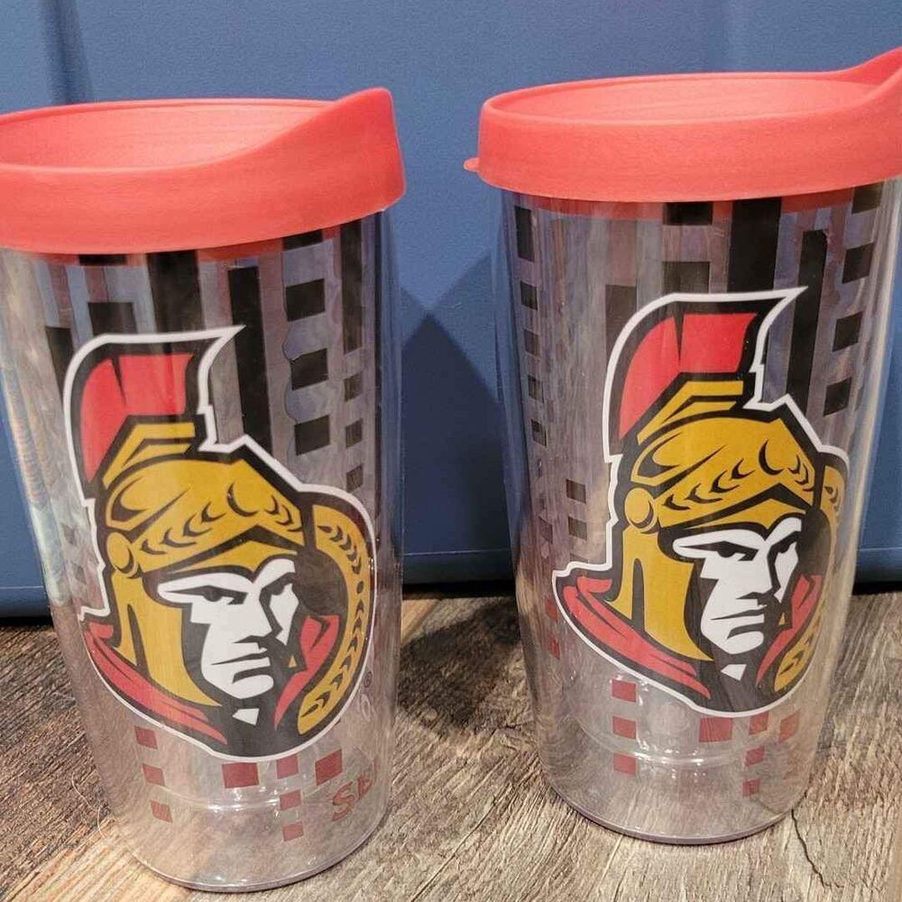 Set of 2 NEW no tags Ottawa Senators NHL tervis LIKE cups with lids